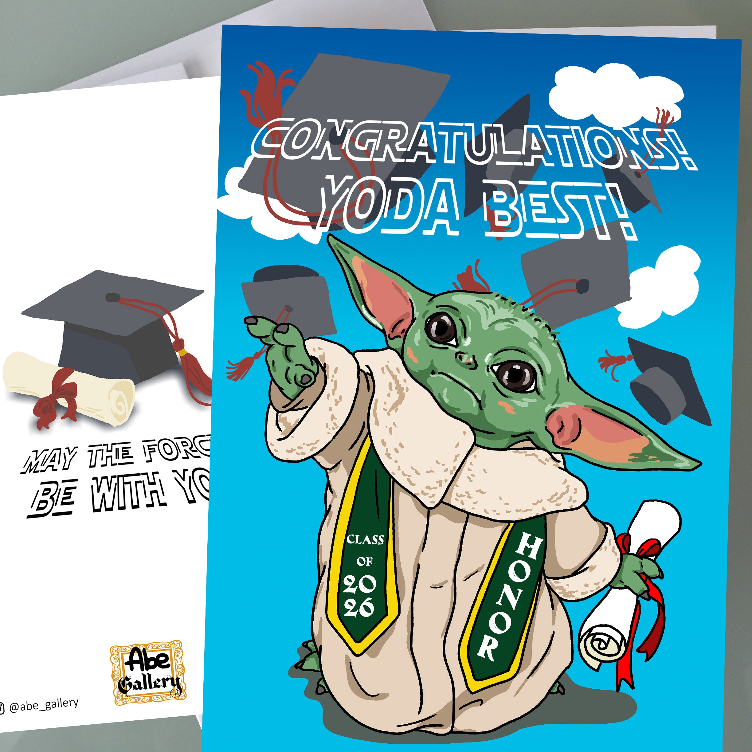 best grad cards Baby Yoda Graduation Card! Congrats Star Wars Fan Art Gift for Him Her