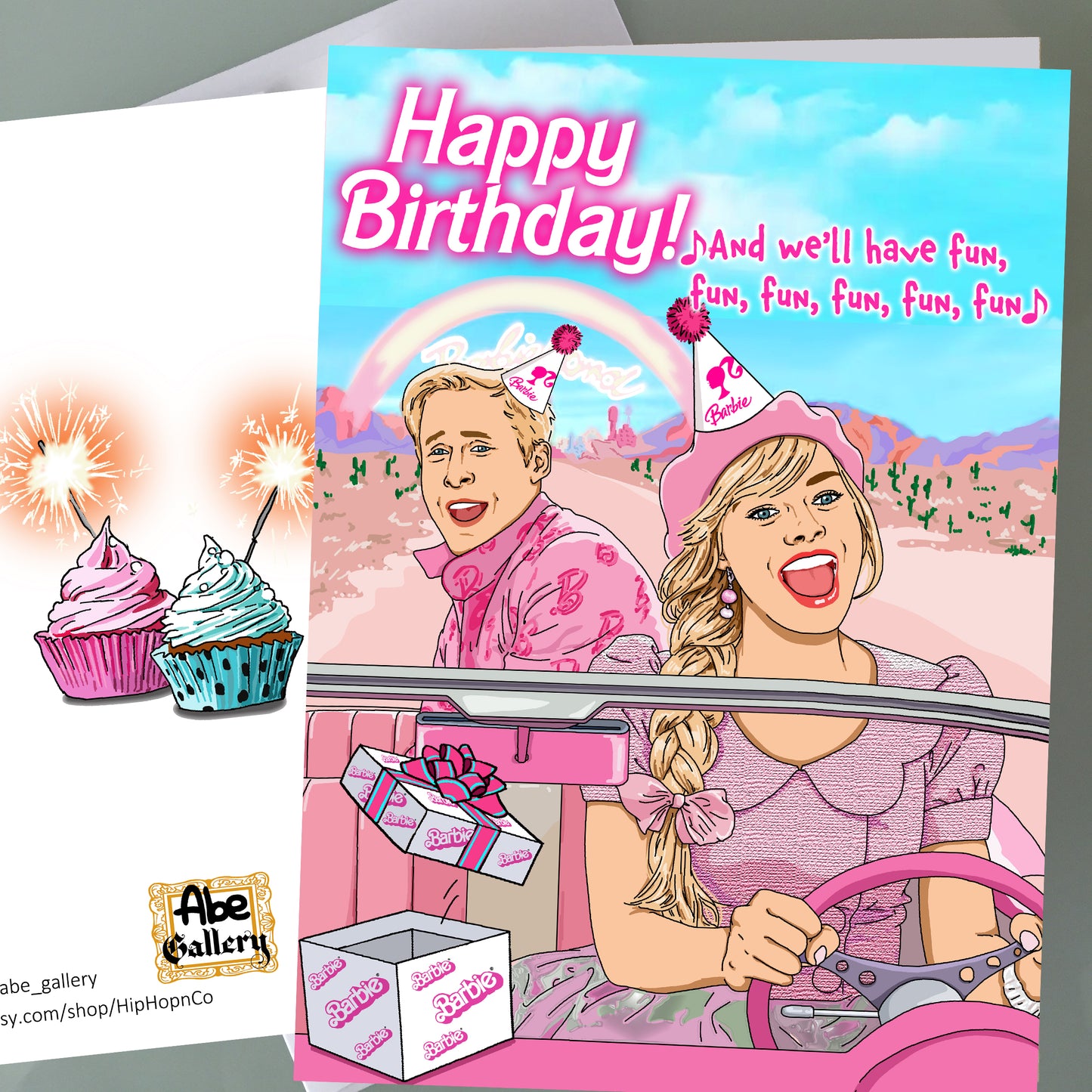 Barbie Birthday Card - Pink Corvette