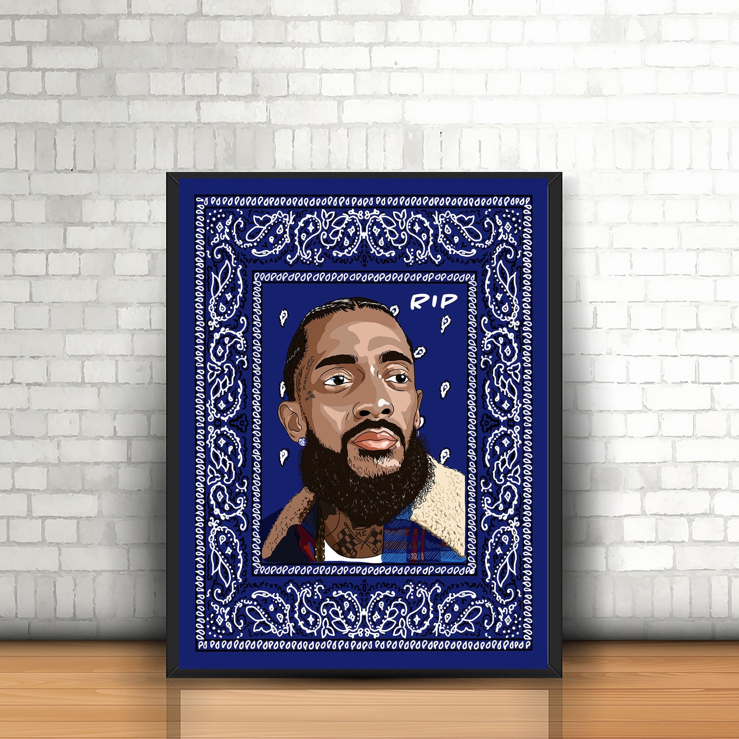 Nipsey Hussle Poster - Blue Bandana