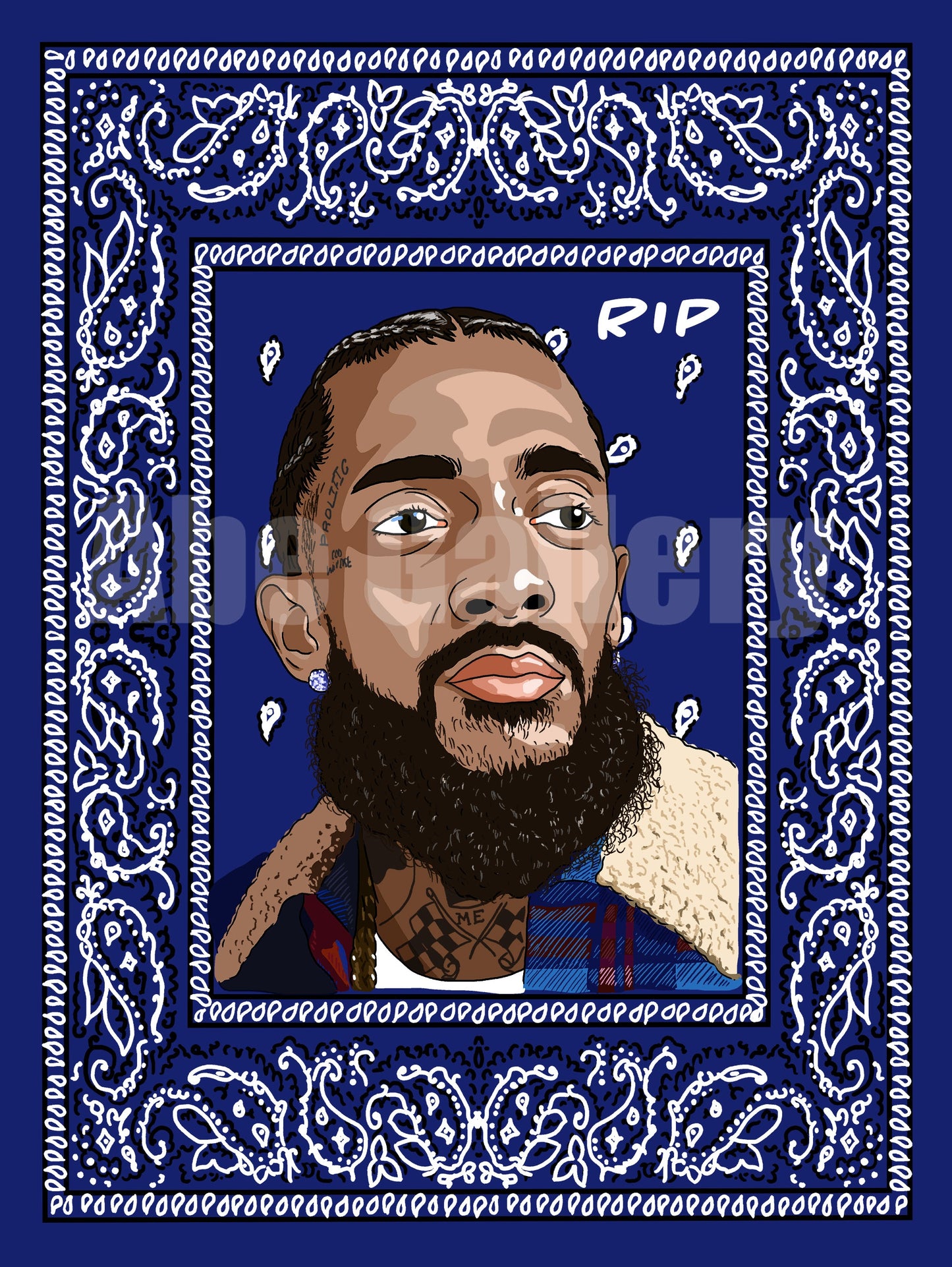 Nipsey Hussle Poster - Blue Bandana