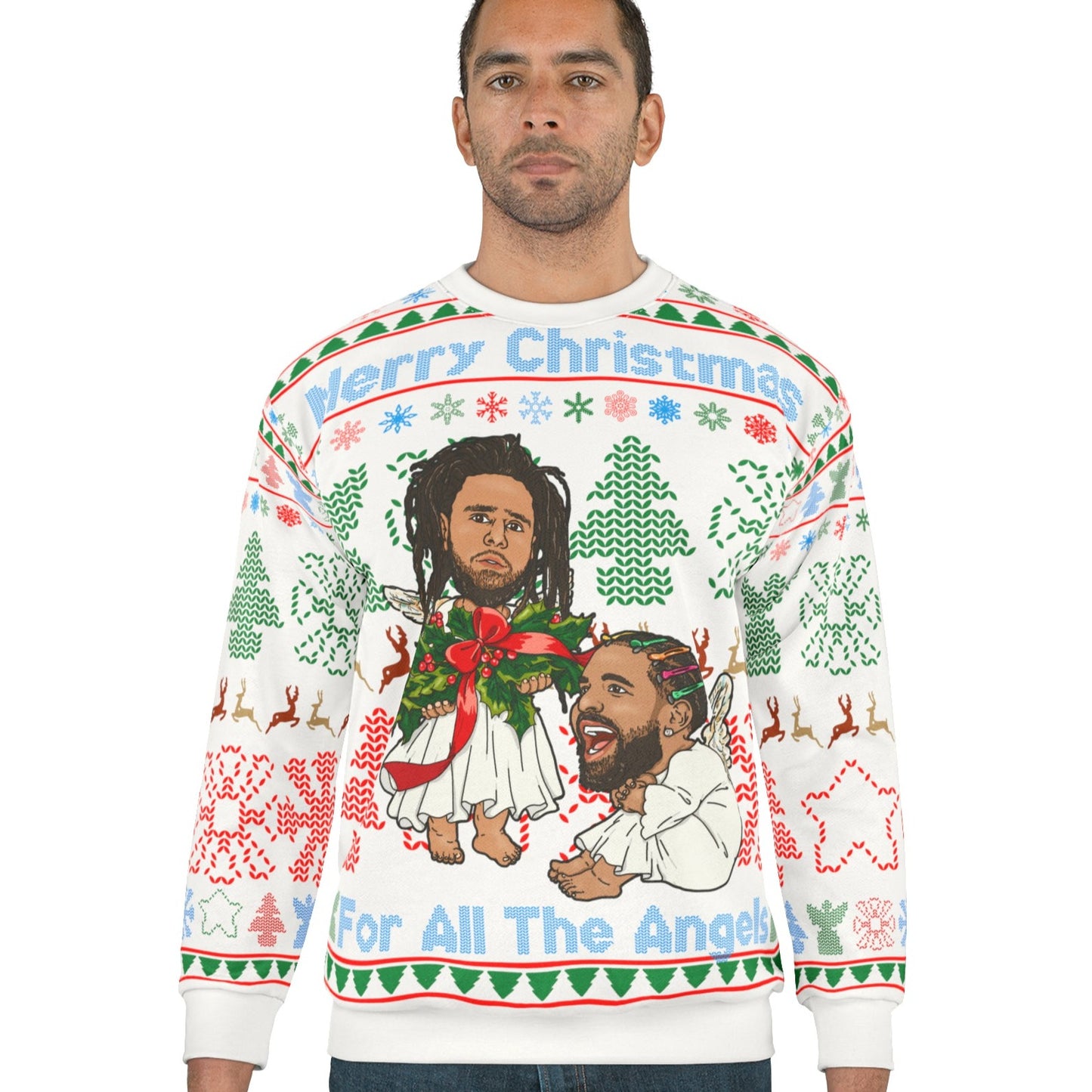 Drake, J Cole Ugly Christmas Sweater Full - Angels