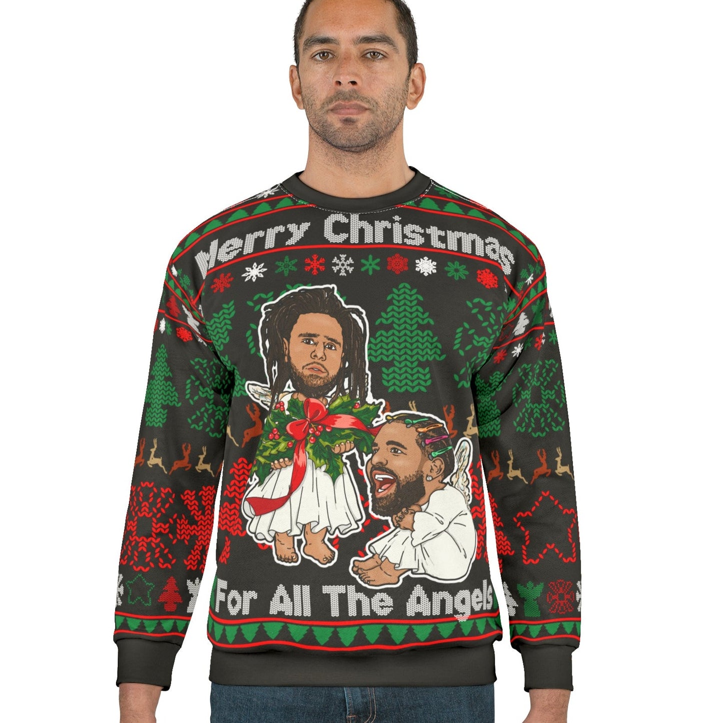 Drake, J Cole Ugly Christmas Sweater Full - Angels