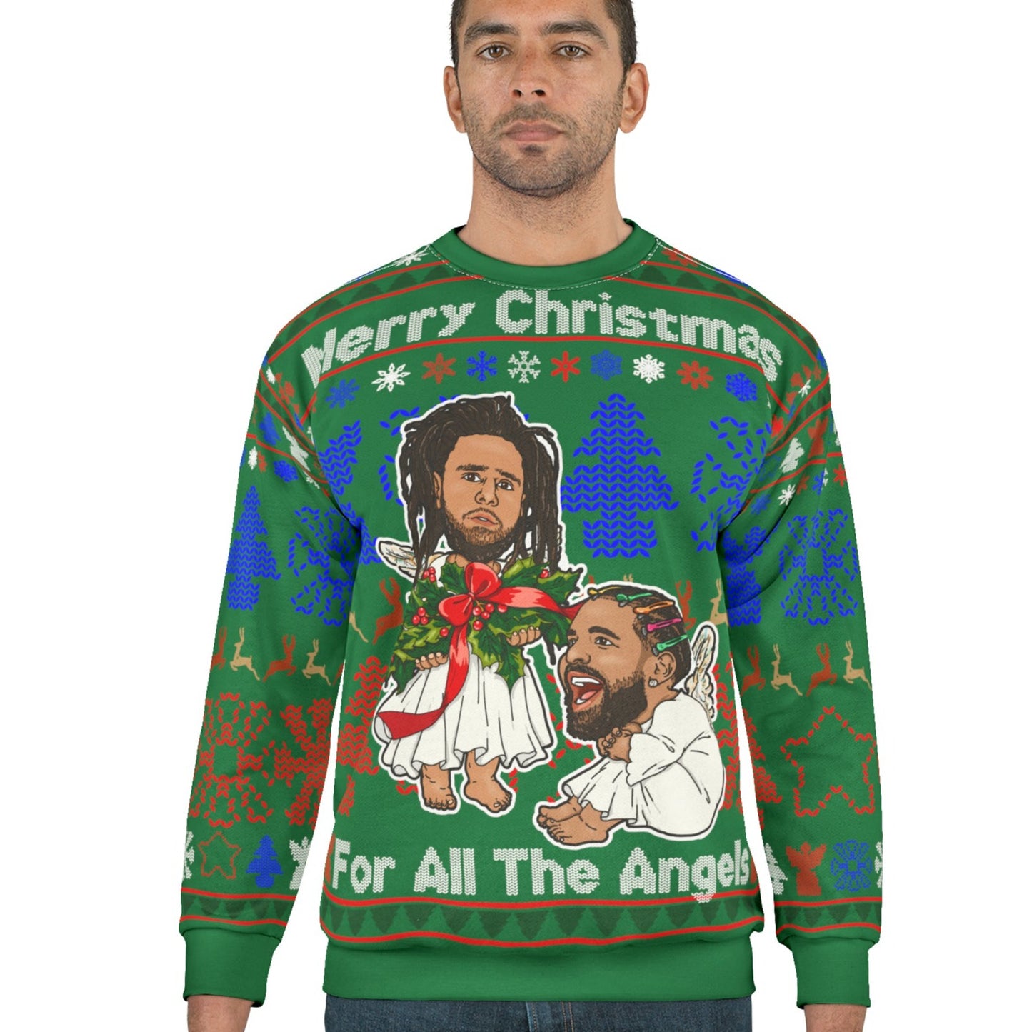 Drake, J Cole Ugly Christmas Sweater Full - Angels