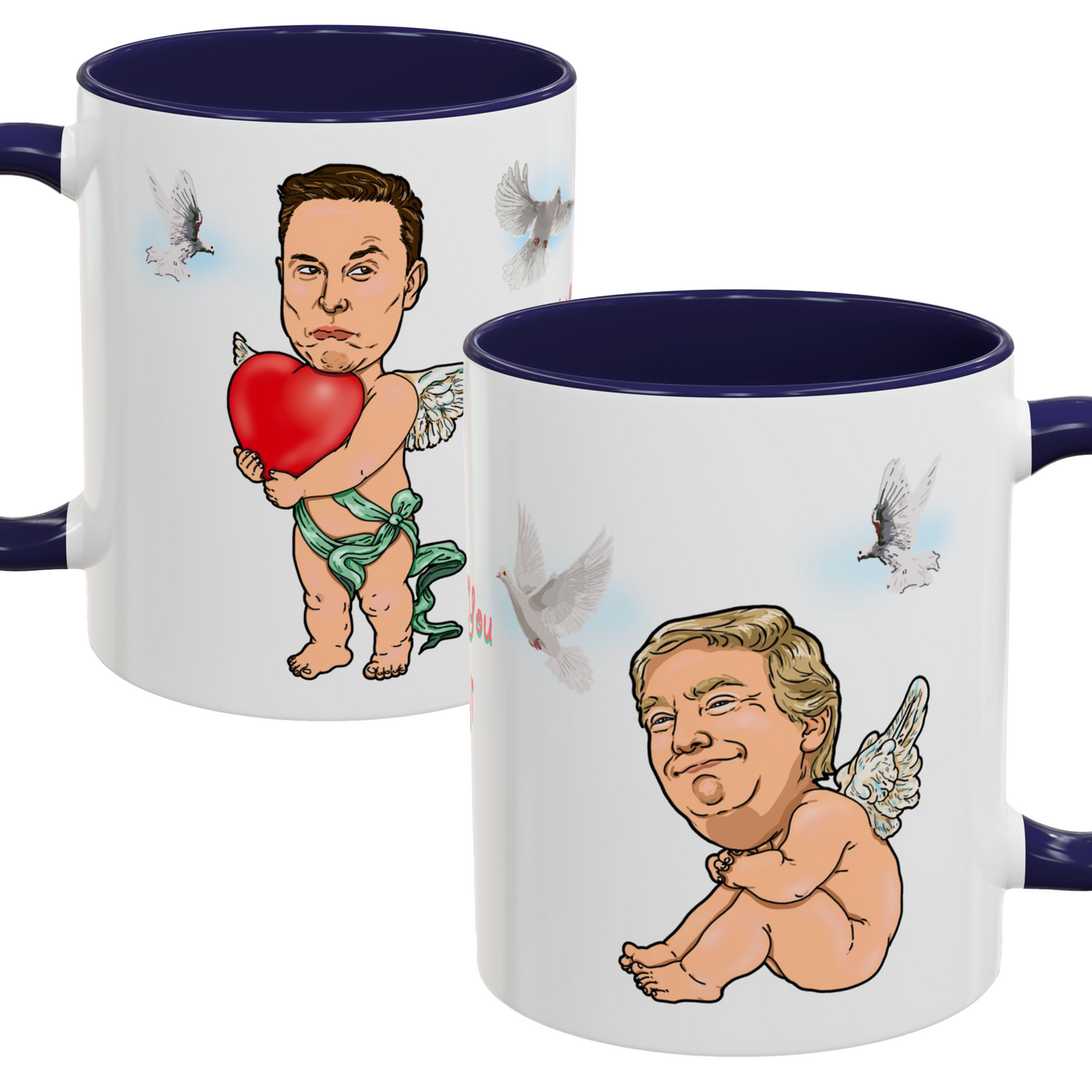 Donald Trump, Elon Musk Valentine's Coffee Mug - Cupids