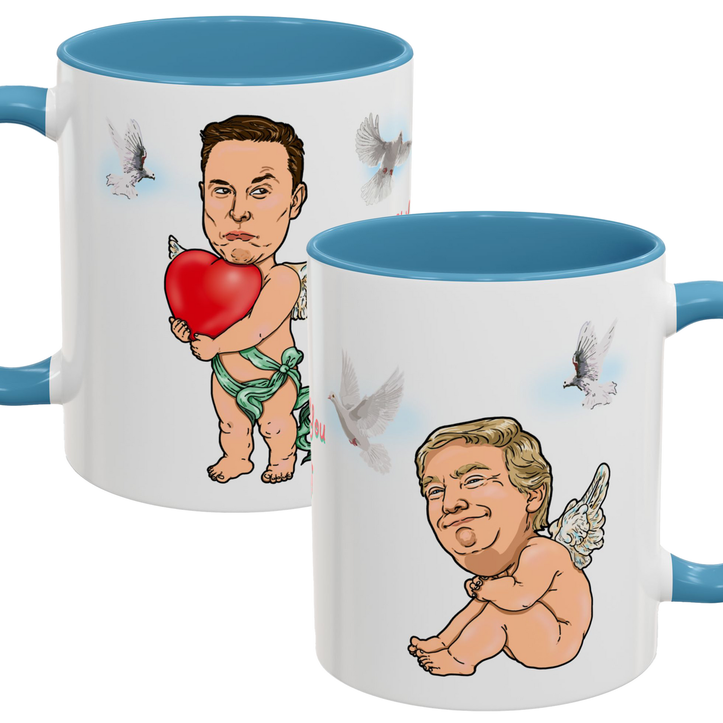 Donald Trump, Elon Musk Valentine's Coffee Mug - Cupids