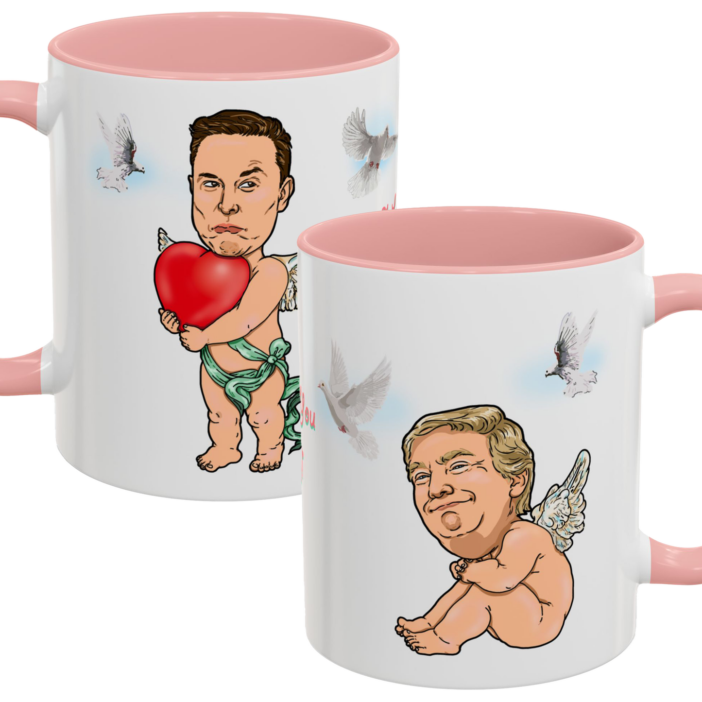 Donald Trump, Elon Musk Valentine's Coffee Mug - Cupids