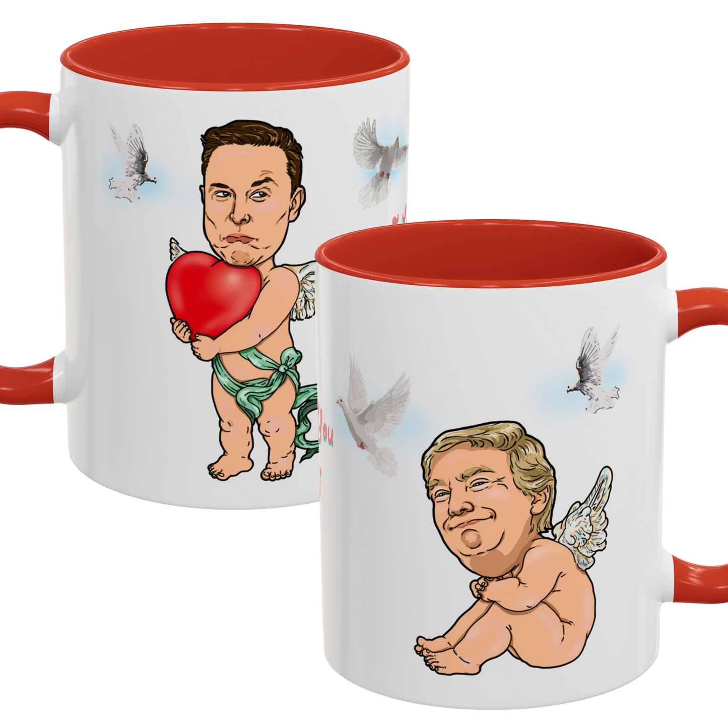 Donald Trump, Elon Musk Valentine's Coffee Mug - Cupids