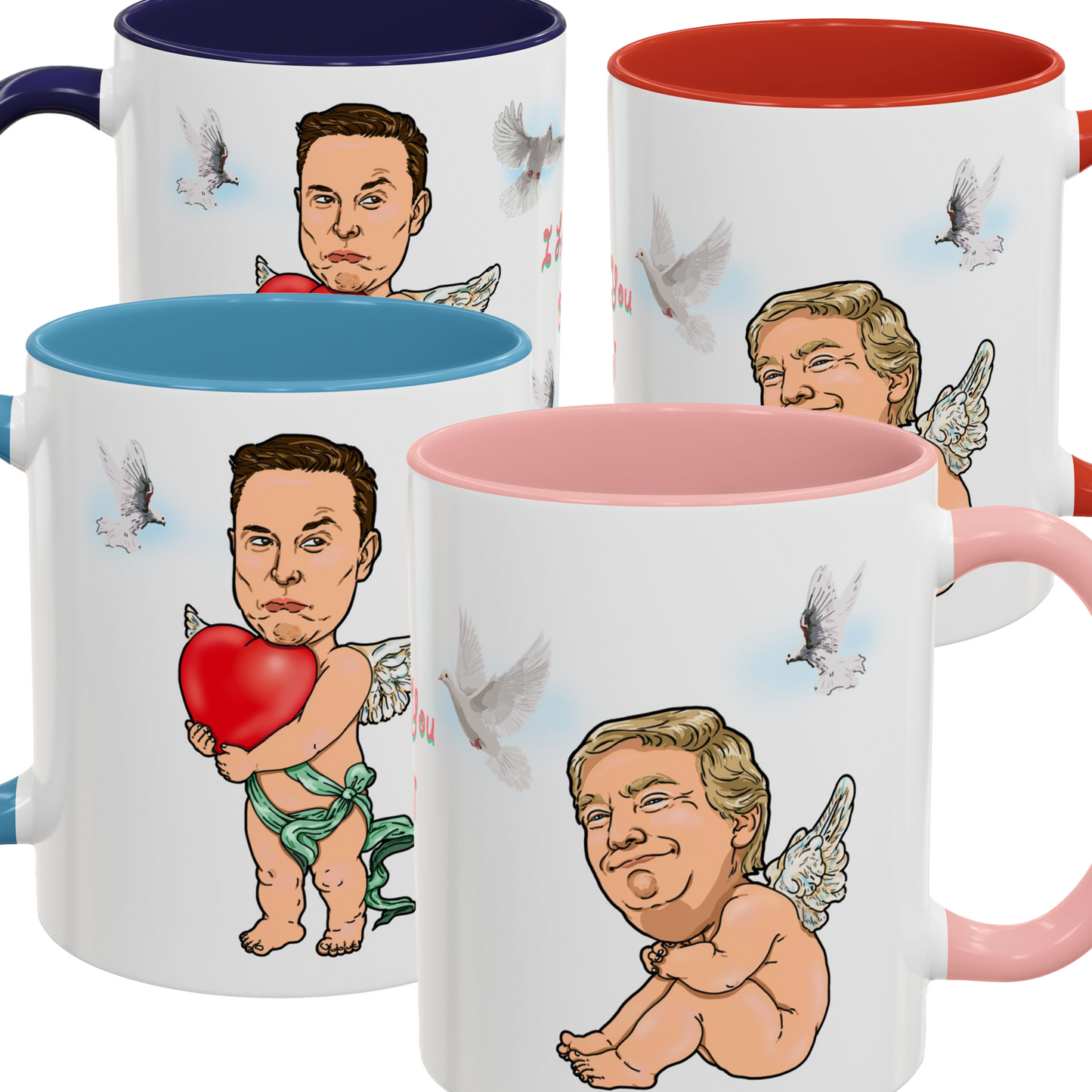 Donald Trump, Elon Musk Valentine's Coffee Mug - Cupids