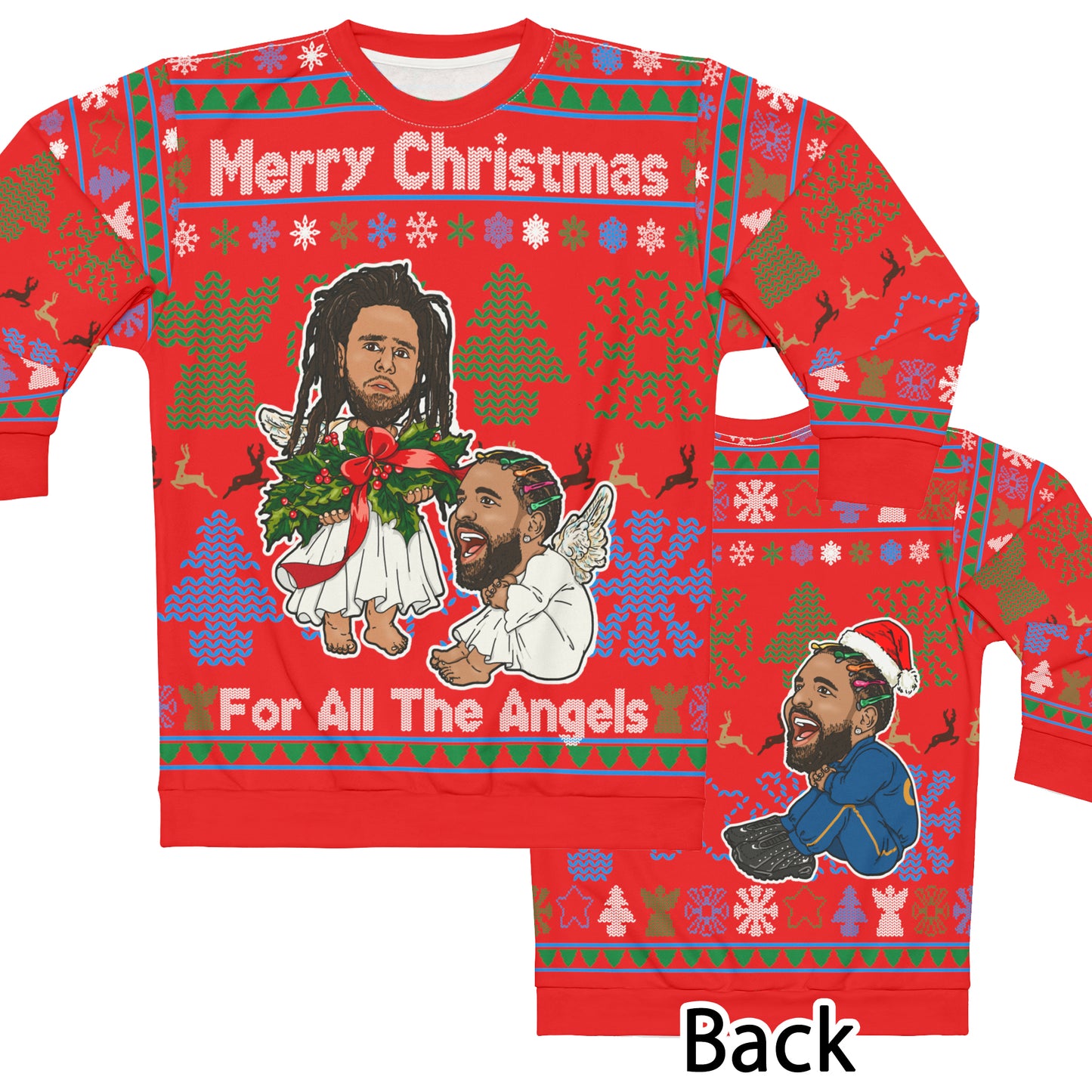 Drake, J Cole Ugly Christmas Sweater Full - Angels