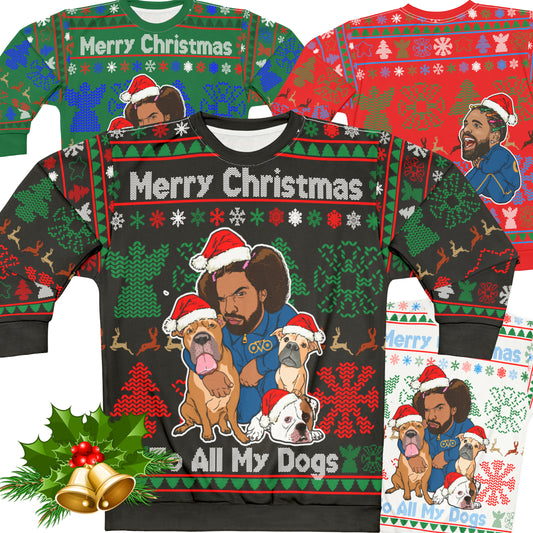 Drake Ugly Christmas Sweater Full - For All The Dogs