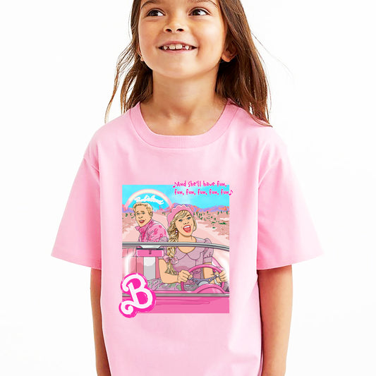 Barbie & Ken Kid's T-Shirt - Pink Corvette