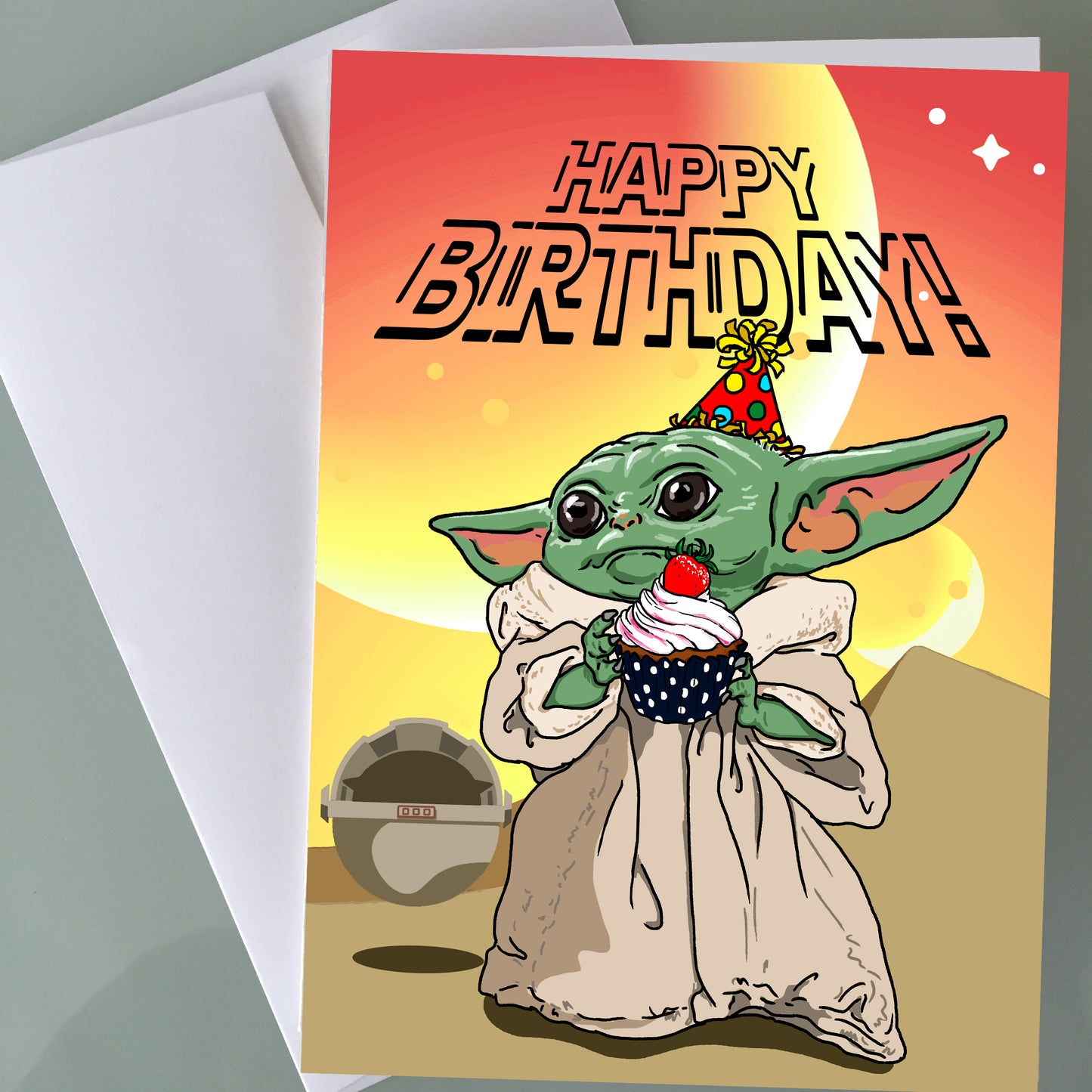 Baby Yoda Birthday Card - Mandalorian