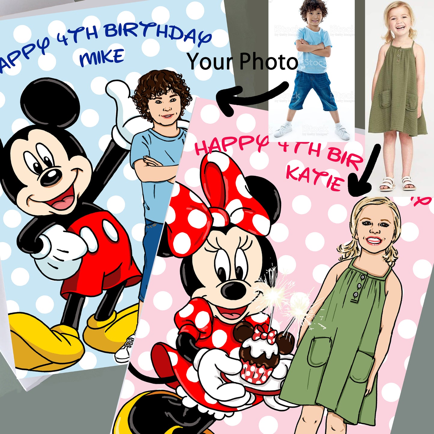 Custom Diseny Birthday Card - Prince & Princess