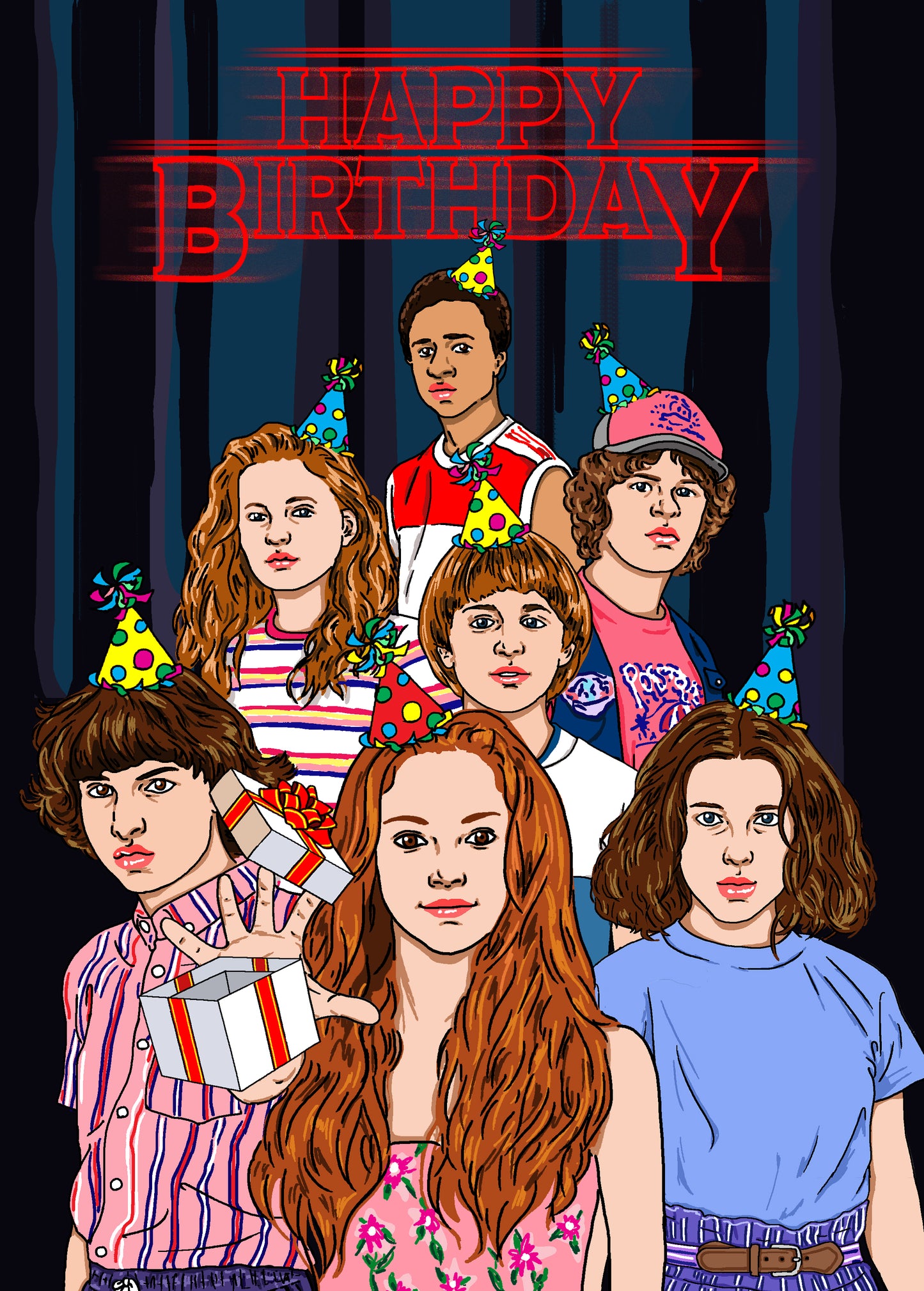 Custom Stranger Things Birthday Card - The Crew