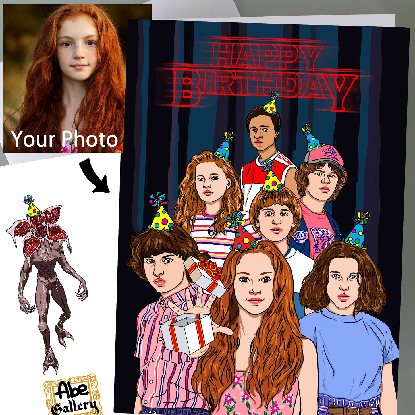 Custom Stranger Things Birthday Card - The Crew