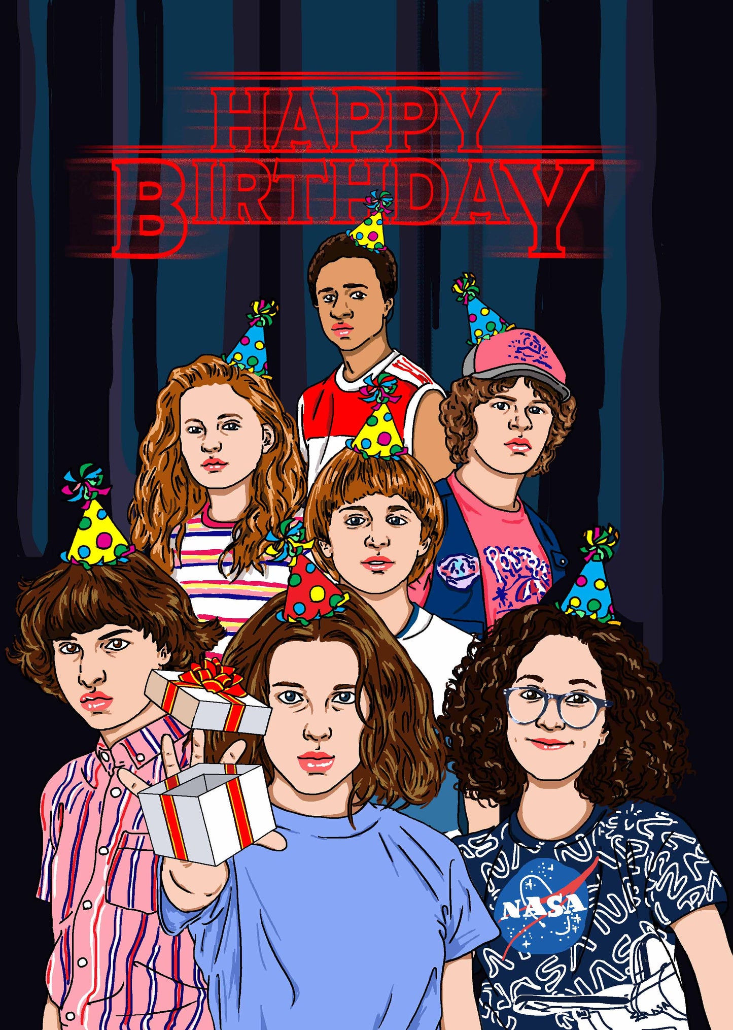 Custom Stranger Things Birthday Card - The Crew
