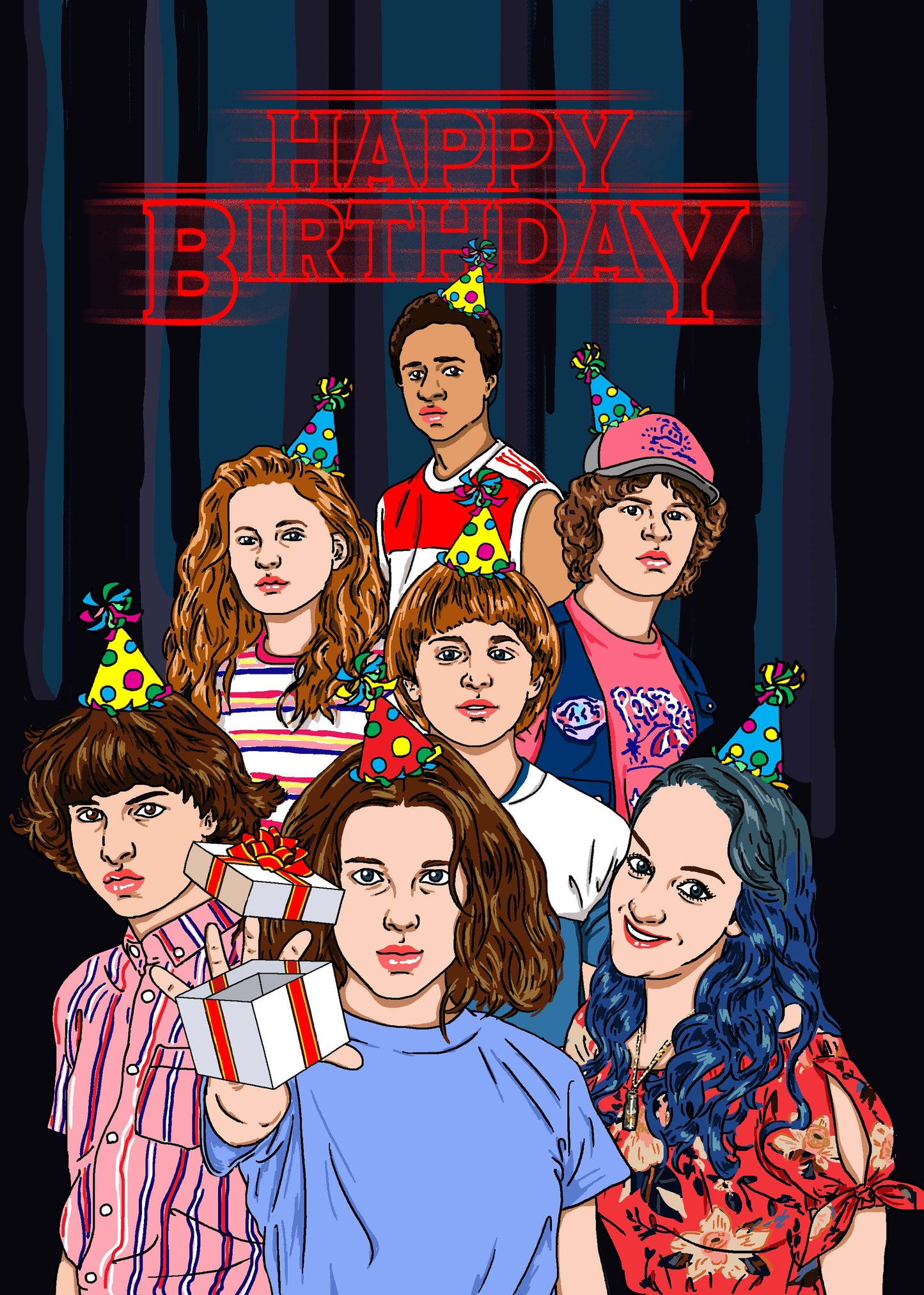 Custom Stranger Things Birthday Card - The Crew