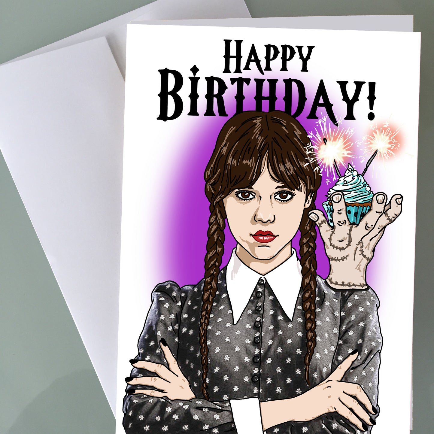 Wednesday Addams Birthday Card - Thing