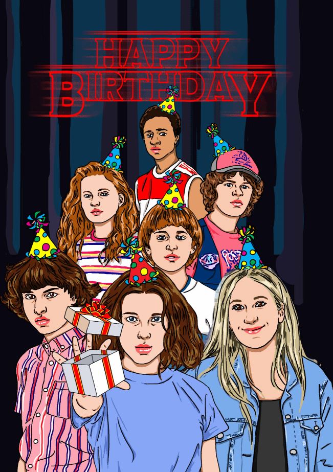 Custom Stranger Things Birthday Card - The Crew