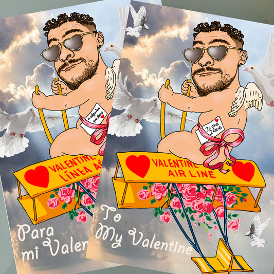 Bad Bunny Valentine's Day Card - Cupid