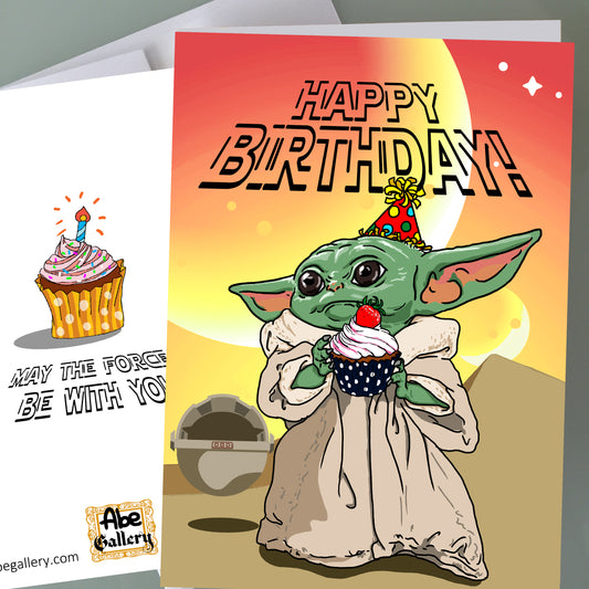 Baby Yoda Birthday Card - Mandalorian