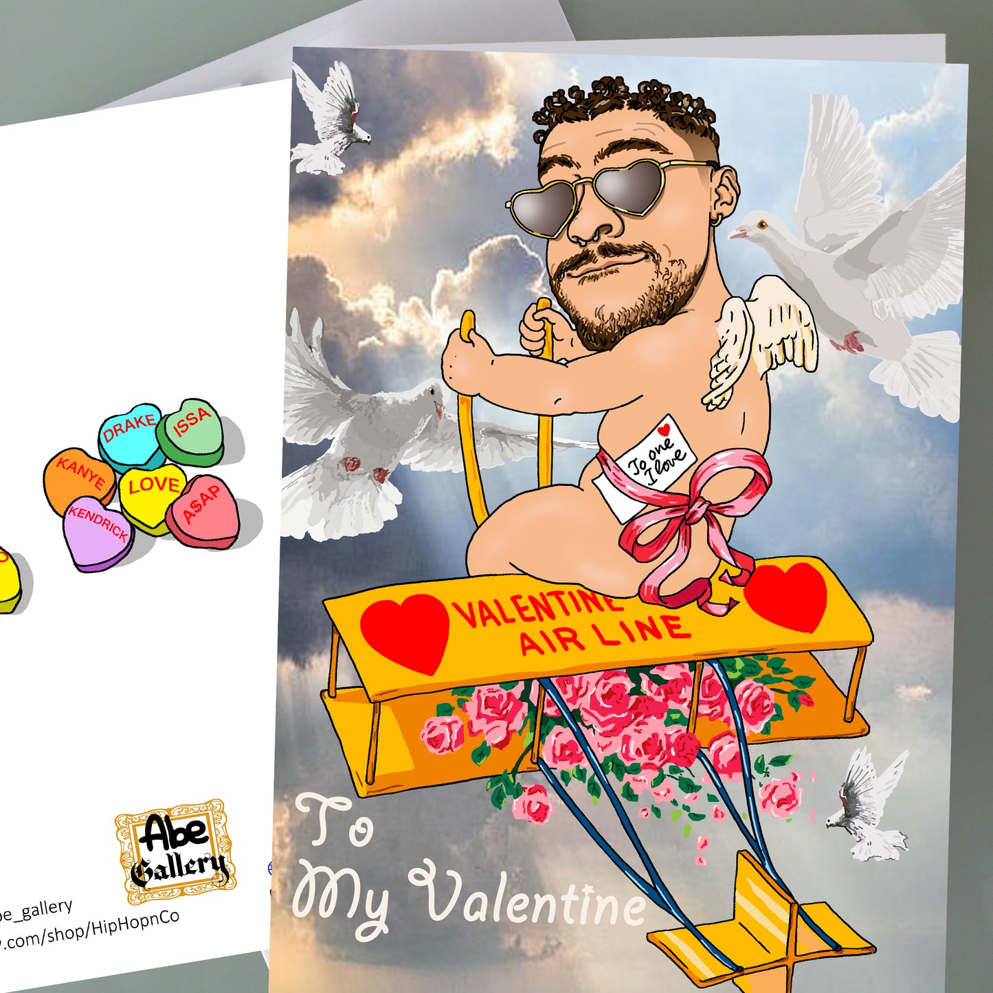 Bad Bunny Valentine's Day Card - Cupid