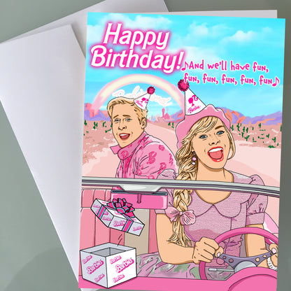 Barbie Birthday Card - Pink Corvette