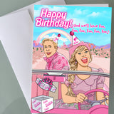 Barbie Birthday Card - Pink Corvette