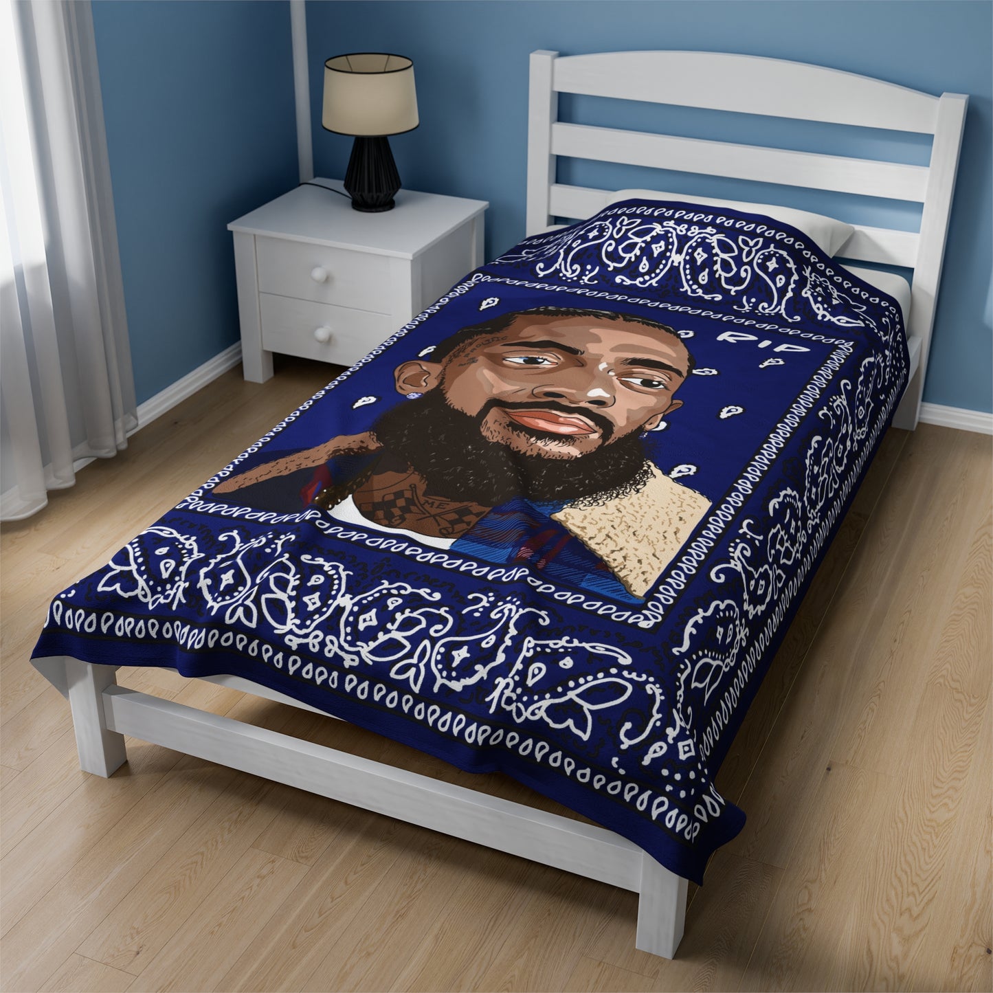 Nipsey Hussle Blankets - Blue Bandana