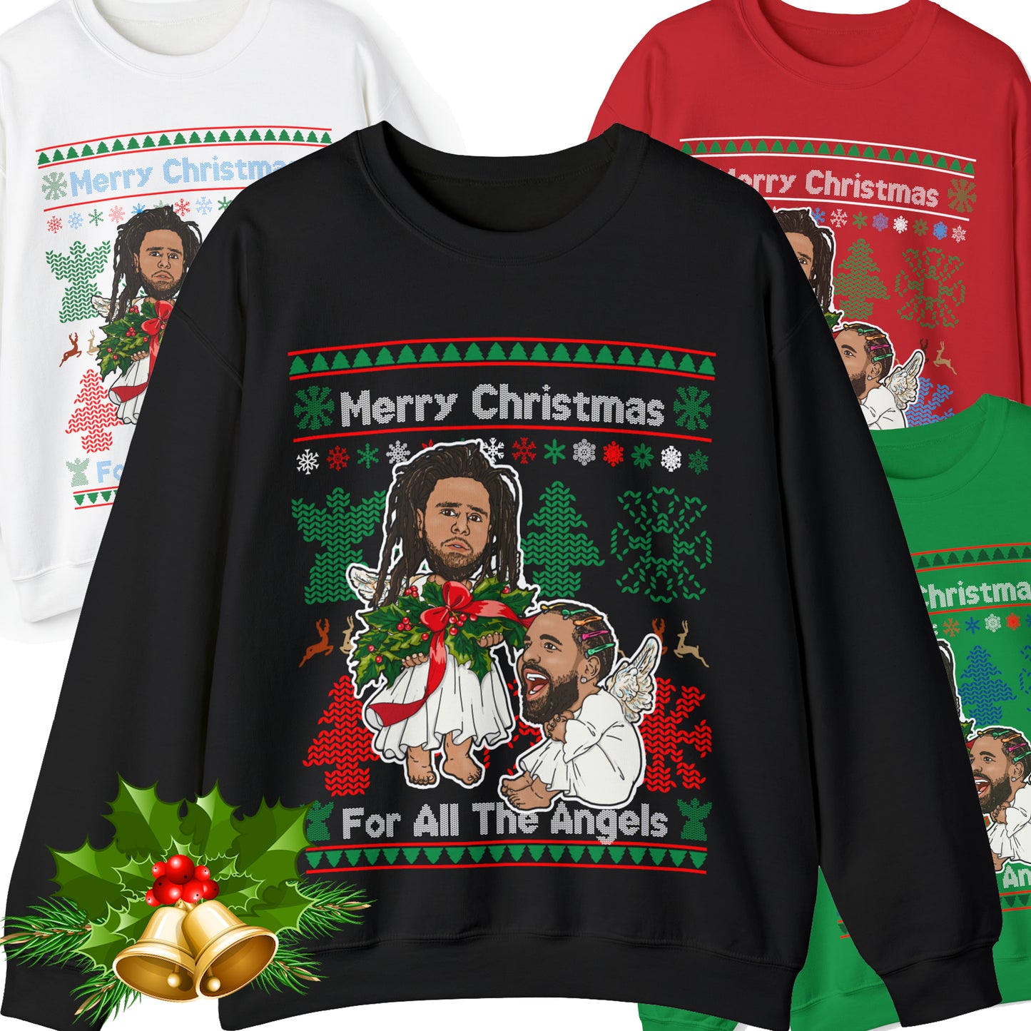 Drake, J Cole Ugly Christmas Sweater - Angels