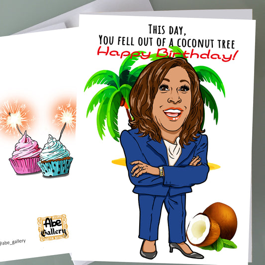 Kamala Harris Birthday Card - Coconut