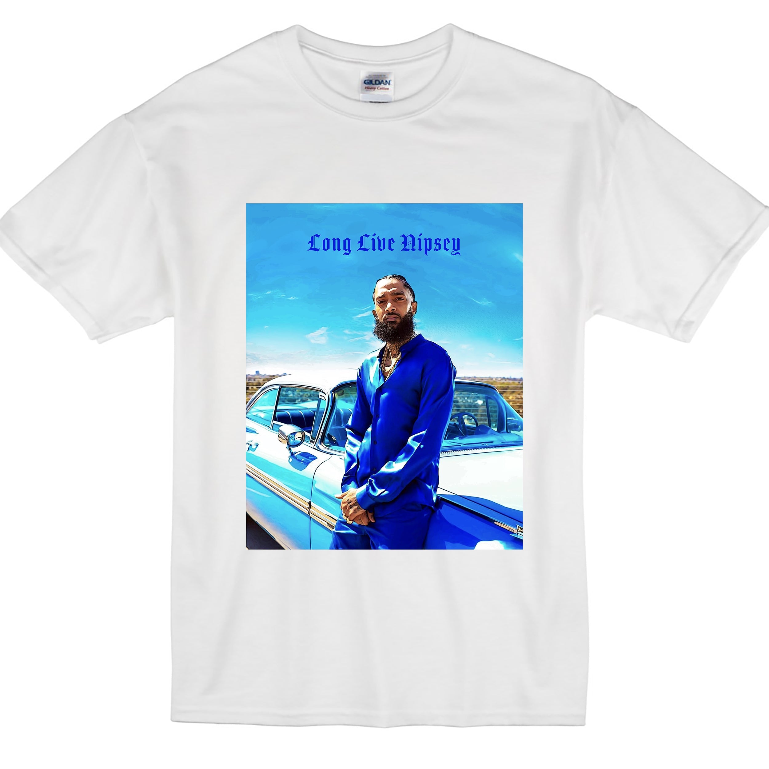 Blue nipsey hussle sales shirt