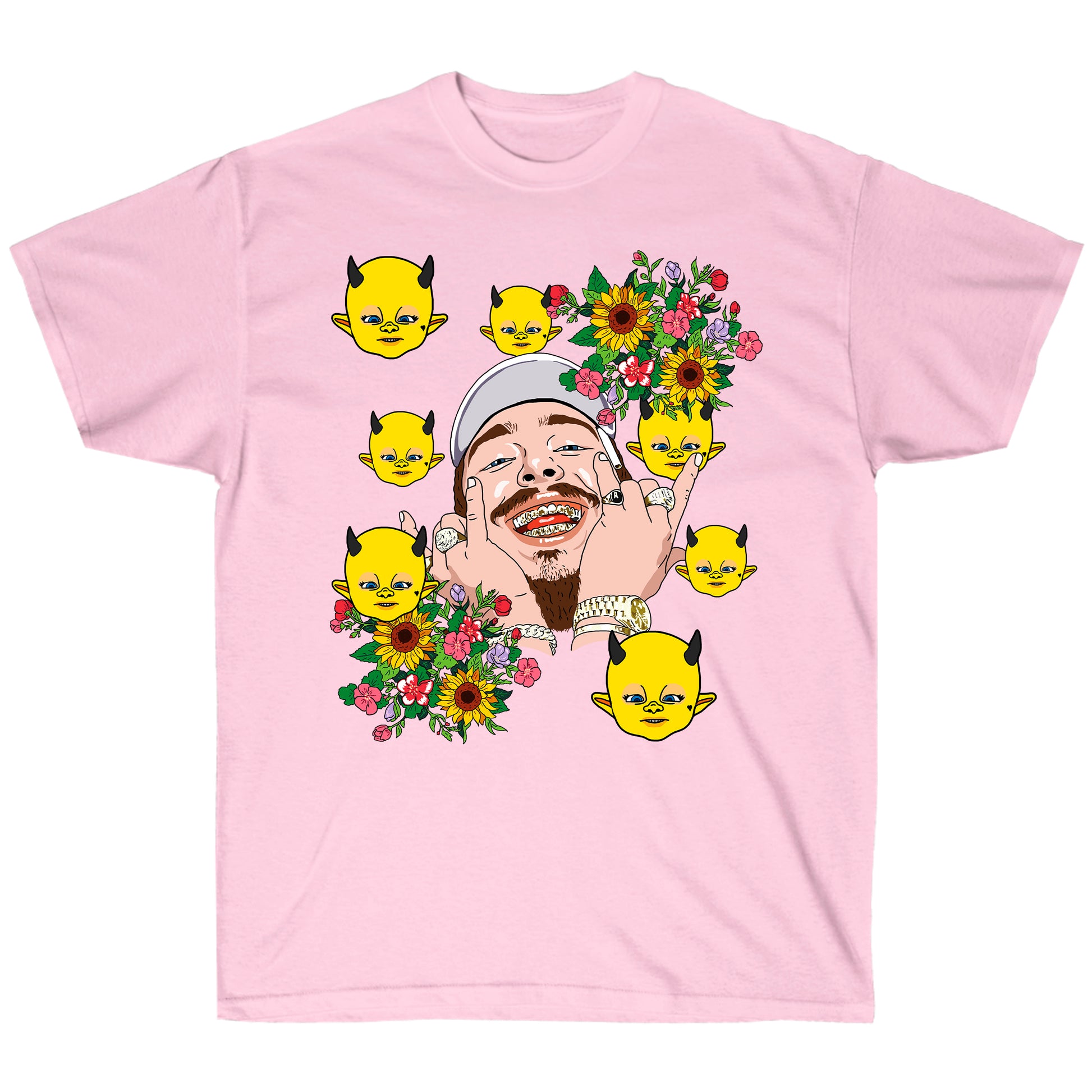 Abe Gallery Post Malone T-shirt! Sunflower, Hypebeast Art Nike Supreme Rap merch Light Pink / L