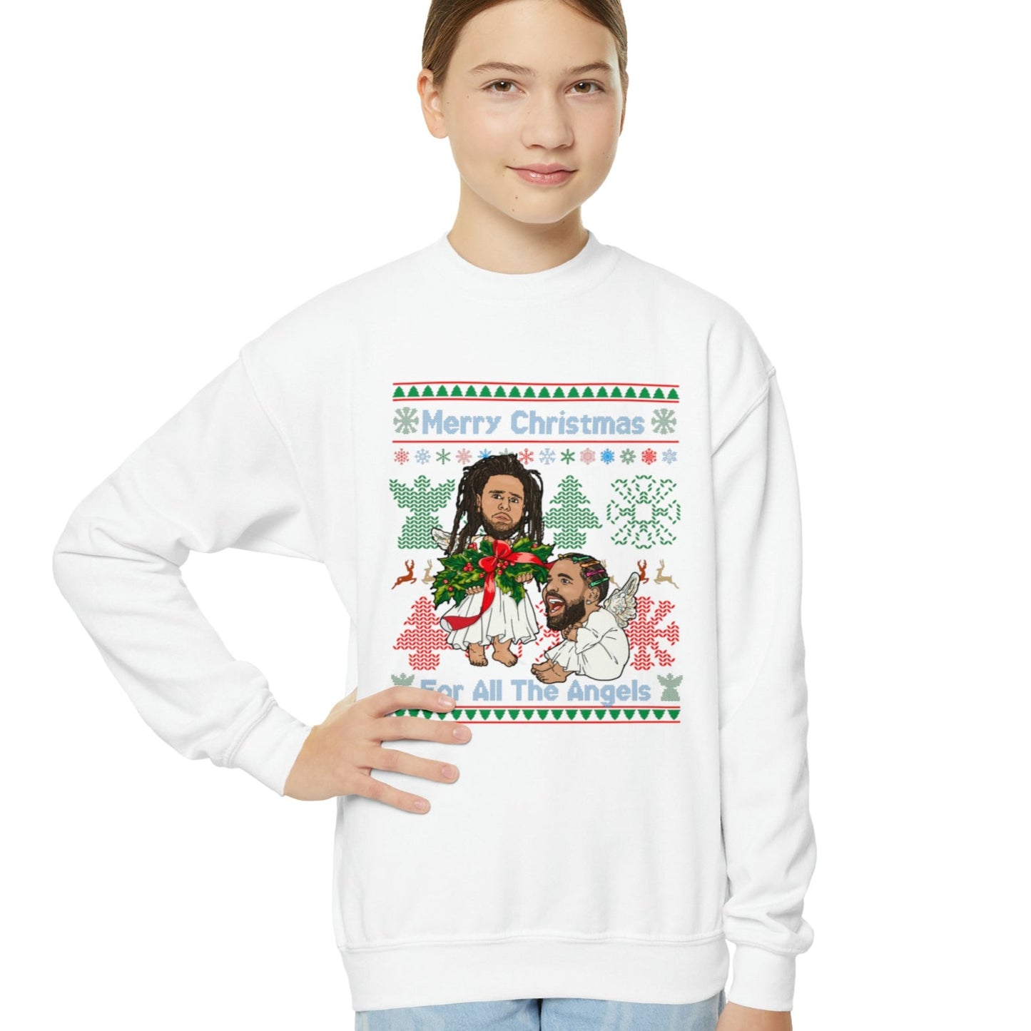 Drake, J Cole Kid's Ugly Christmas Sweater - Angels