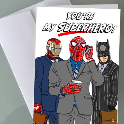 Spiderman, Iron Man, Batman Father's Day Card - Superhero