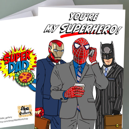 Spiderman, Iron Man, Batman Father's Day Card - Superhero