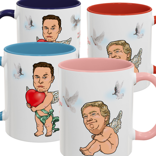 Trump, Elon Musk Valentine's Coffee Mug - Cupids