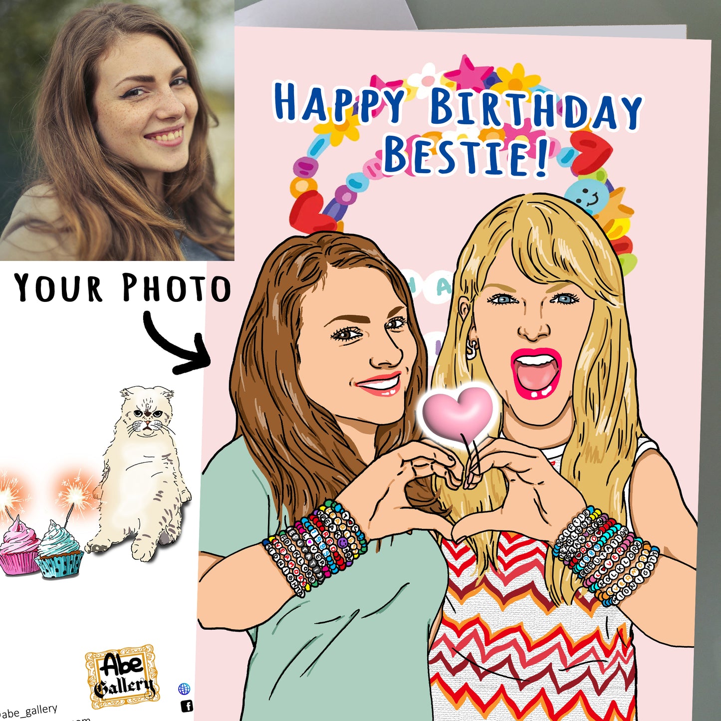 Custom Taylor Swift Birthday Card - Bestie Bracelet