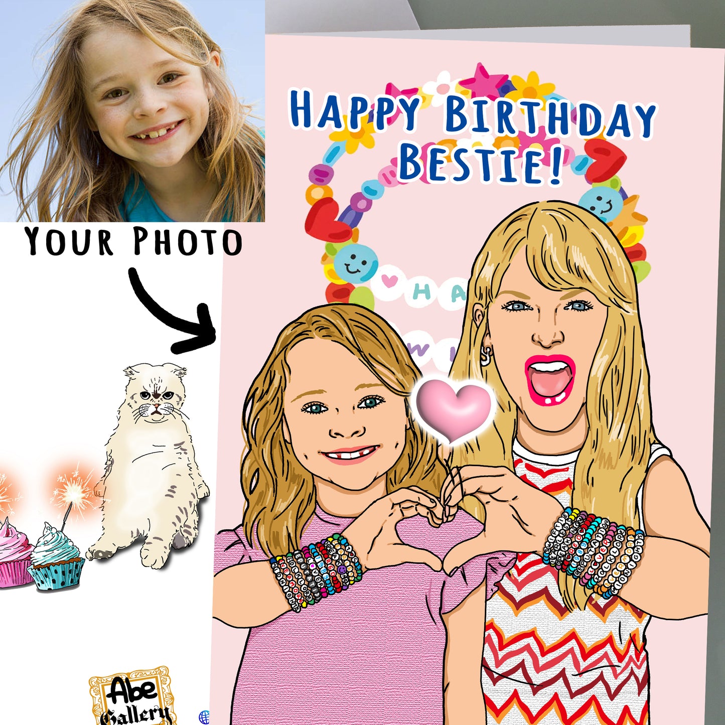 Custom Taylor Swift Birthday Card - Bestie Bracelet