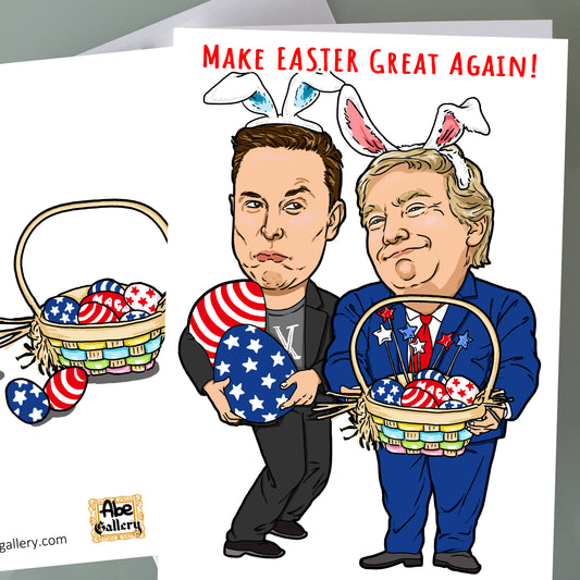 Donald Trump, Elon Musk Easter Card - Eggs