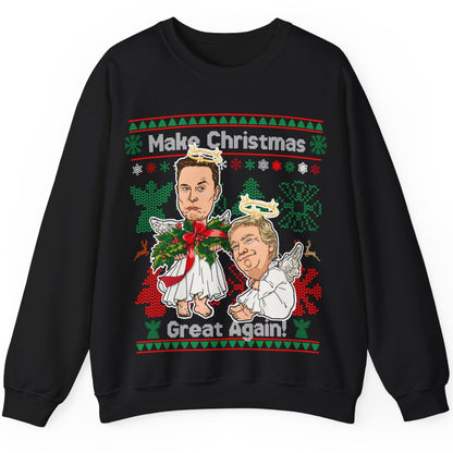 Donald Trump, Elon Musk Ugly Christmas Sweater - Angels