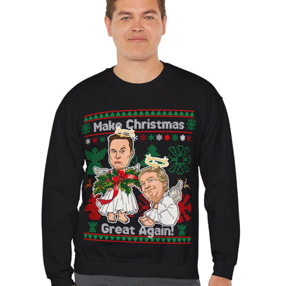 Donald Trump, Elon Musk Ugly Christmas Sweater - Angels