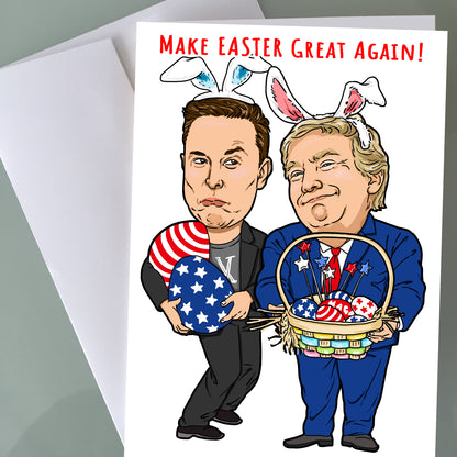 Donald Trump, Elon Musk Easter Card - Eggs