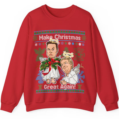 Donald Trump, Elon Musk Ugly Christmas Sweater - Angels