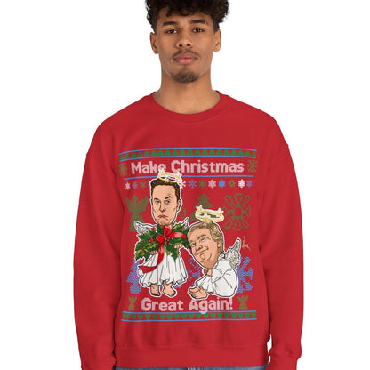 Donald Trump, Elon Musk Ugly Christmas Sweater - Angels