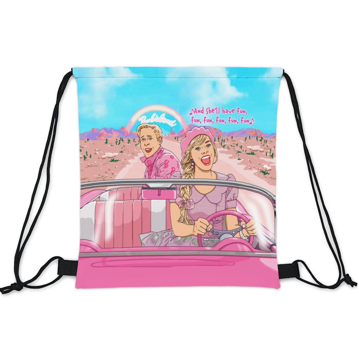 Barbie & Ken Drawstring Bag - Pink Corvette
