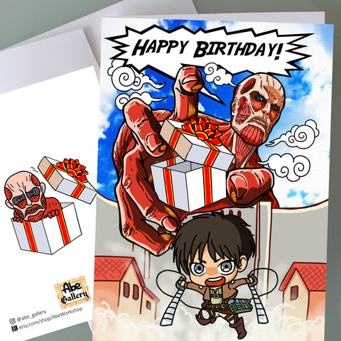Attack on Titan Birthday Card - Colossal