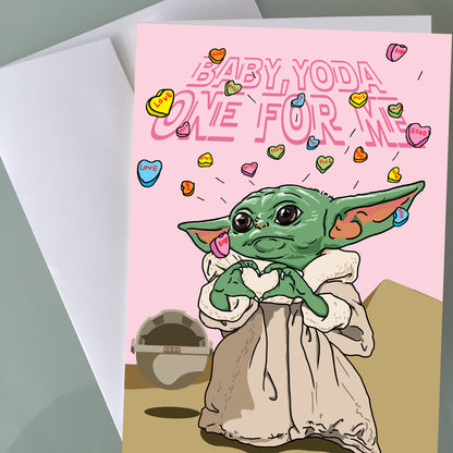 Baby Yoda Valentine's Day Card - Candy Hearts