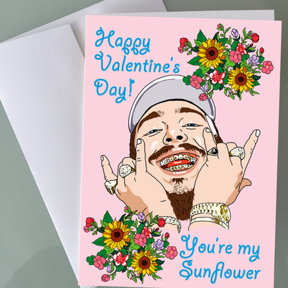 Post Malone Valentine's Day Card - Sunflower