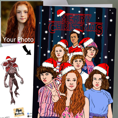 Custom Stranger Things Christmas Card - The Crew